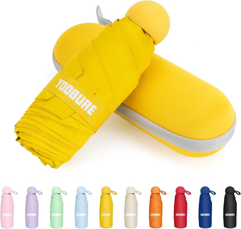 Yoobure Travel Umbrella Portable Compact Umbrellas, Pocket Mini for Purse, Umbrellas for UV Sun & Rain Small for Backpack, Umbrella with Case Folding for Kids Women - Image 1